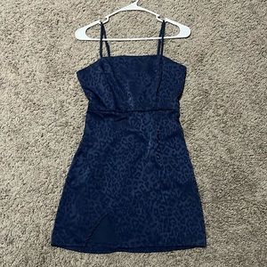 Dark blue satin a line dress